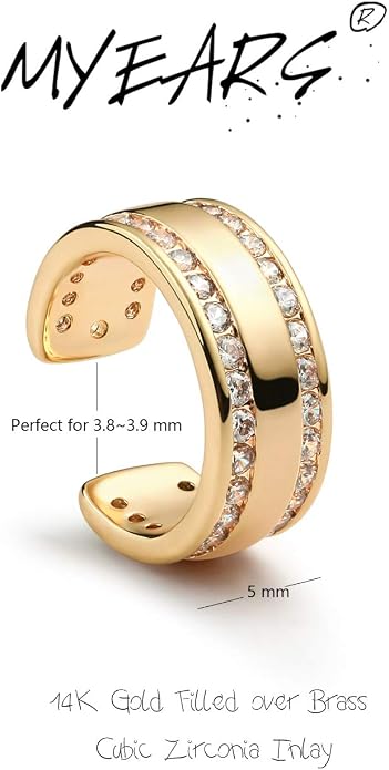 MYEARS Women Ear Cuff Earring Gold Non Pierced Ear Cartilage Clip on Wrap Hoop 14K Gold Filled Tiny Boho Beach Simple Minimalist Delicate Handmade Hypoallergenic Jewelry Gift-Sold as Single/Pair