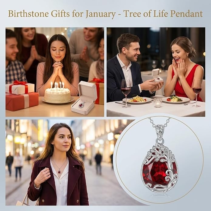 Teardrop Moonstone Necklace for Women Tree of Life/Filigree Birthstone Pendant Necklace Jewelry