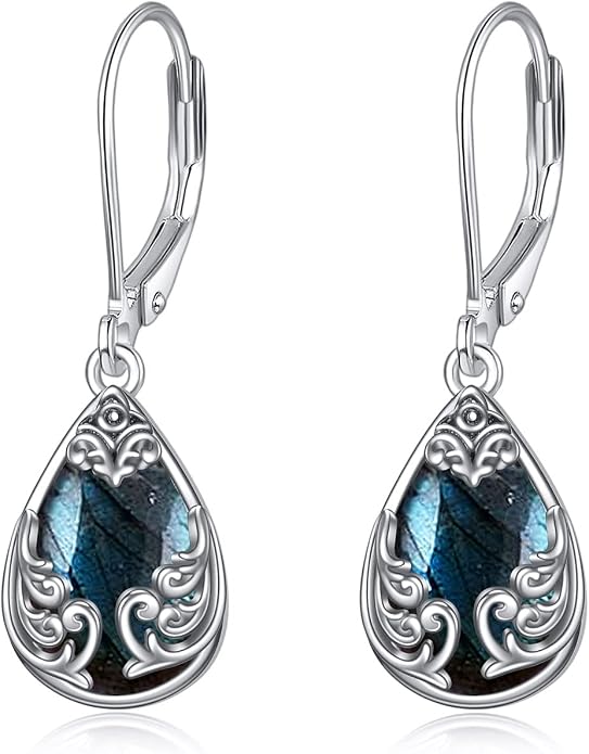 POPLYKE Celtic Filigree Teardrop Drop Dangle Earrings Sterling Silver Leverback Earrings Jewelry for Women