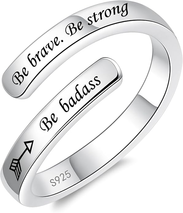 Silver Adjustable Ring Inspirational Jewelry S925 Sterling Wrap Open Ring for Women