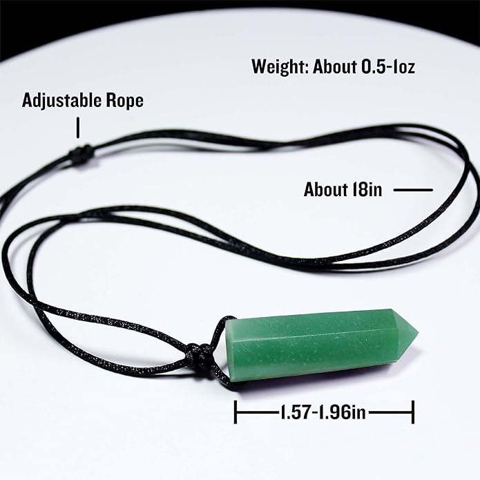 Runyangshi Healing Crystal Pendants, Single Pointed Natural Crystal Quartz Necklace 6 Faceted Chakra Crystal Wand Stone Reiki Energy