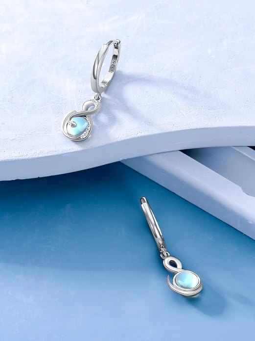 Dorunmo Moonstone Dangle Drop Earrings s925 Sterling Silver Leverback Earrings Filigree Moonstone Jewelry Birthday Gifts for Women