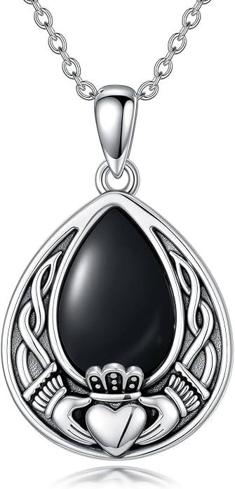 PELOVNY Celtic Knot Necklaces for Women 925 Sterling Silver Gemstone/Birthstone Teardrop Infinity Necklace Irish Celtic Pendant Jewelry Gifts for Mom Daughter Wife