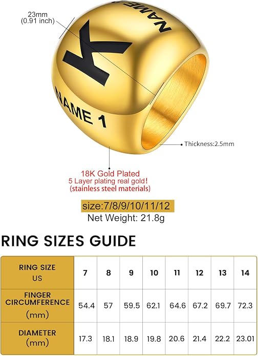 GOLDCHIC JEWELRY Chunky Dome Ring for Women, Stainless Steel Bold Stacking Croissant Statement Ring For Men (Size 7-12, Custom)