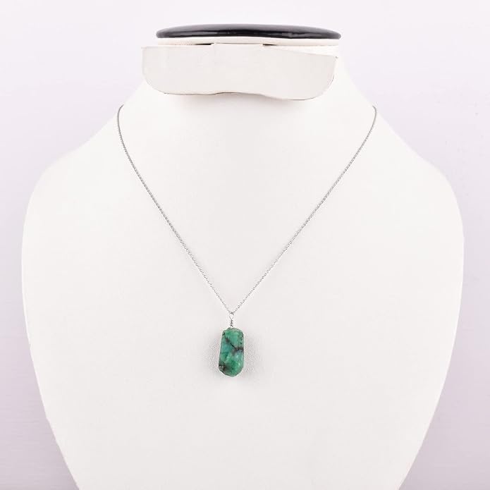 Raw Gemstone Dainty Pendant Necklace for Women, Trendy Healing Chakra Crystal, Birthstone Handmade 925 Sterling Silver Adjustable 18 inch Chain Jewelry, Birthday Gifts