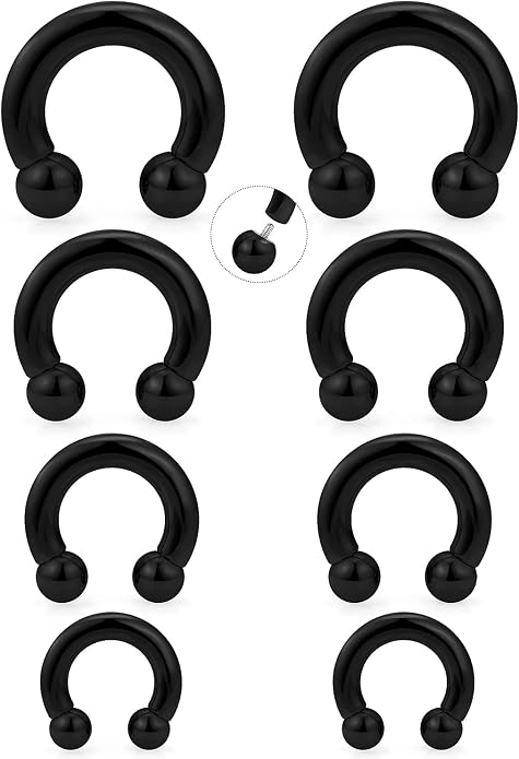 20G-00G Septum Rings Ear Gauges Earrings Stretching Kit 316L Surgical Steel Horseshoe Septum Pa Piercing Jewelry for Women 10mm 12mm 14mm 16mm