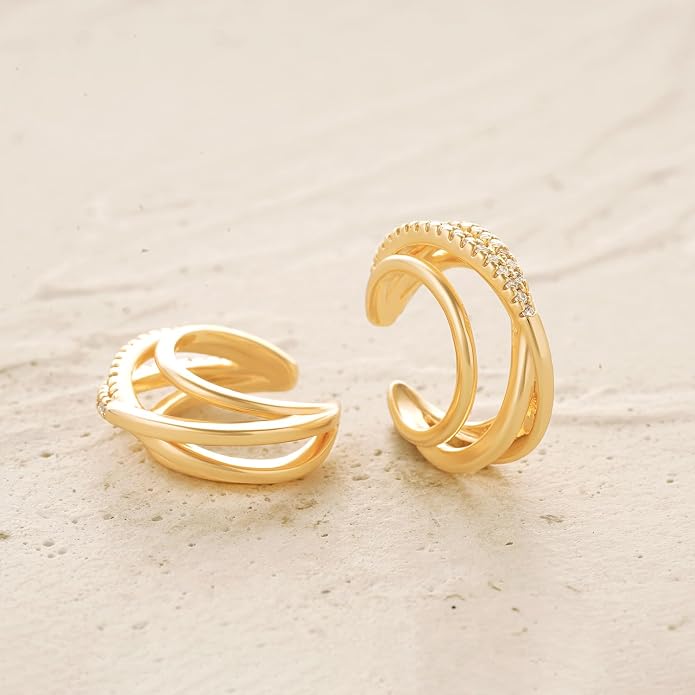 MYEARS Women Ear Cuff Earring Gold Non Pierced Ear Cartilage Clip on Wrap Hoop 14K Gold Filled Tiny Boho Beach Simple Minimalist Delicate Handmade Hypoallergenic Jewelry Gift-Sold as Single/Pair
