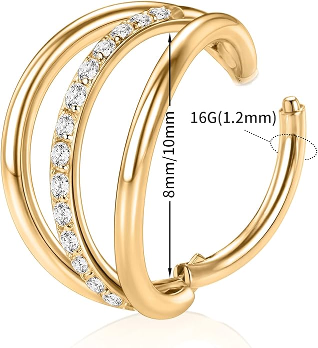 316L Surgical Steel Septum Clicker Ring Nose Ring Hoop Sleeper Hoop Earring Helix Rook Conch Cartilage Daith Tragus Earrings Lobe Nose Piercing Jewelry for Women