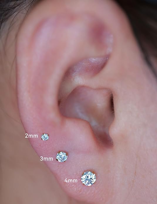 Limerencia 2Pcs 18g Titanium Internally Threaded Tragus Piercing Jewelry Nose Studs Flat Back Earrings Labret, Lip, Helix, Cartilage, Conch, Medusa Piercing for Women Men Sensitive Ears