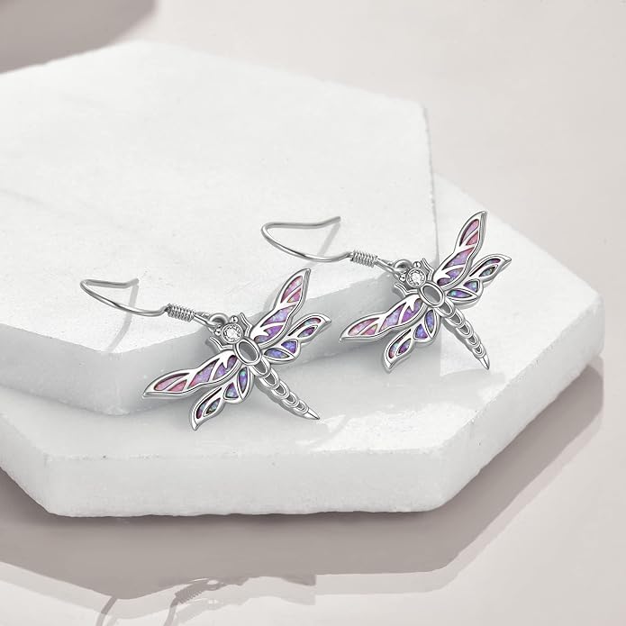 Butterflygold/Cat/dog/Dragonfly/Orca/Bee/Amber/Axolotl/Toothless/Hedgehog/Dragon/Snake/Horse/Mushroom/Anime/Dragonfly Earring for Women Sterling Silver Animals Drop Earring Jewelry Hypoallergenic (silver-butterfly)