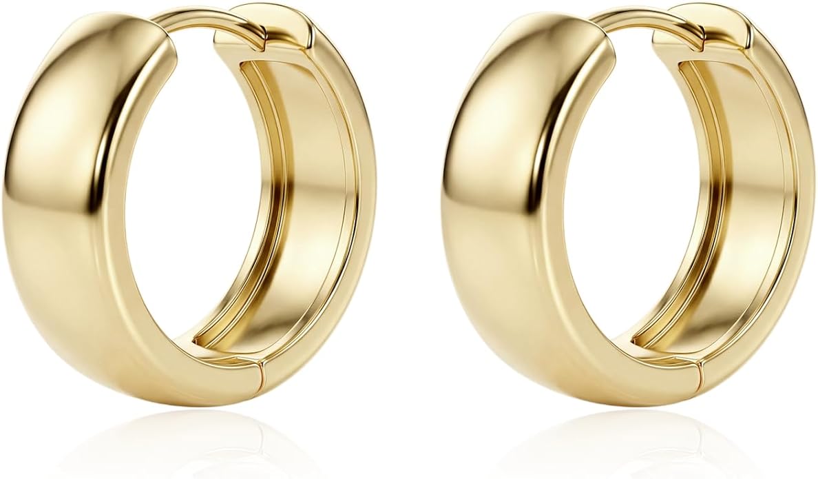 FRUMOS 18K Gold Plated Chunky Hoop Earrings for Women Fashion Thick Gold Hoops Set Jewelry for Birthday Christmas Gifts