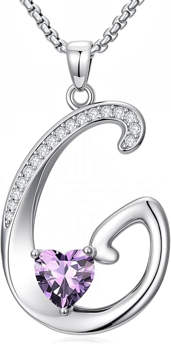 Birthday Gifts for Women Alphabet A to Z Initial Birthstone Pendant Necklaces for Women - 18k White Gold Plated Personalized Name Jewelry Anniversary Graduation Gifts for Wife Her Daughter Girlfriend(with Gift Box)