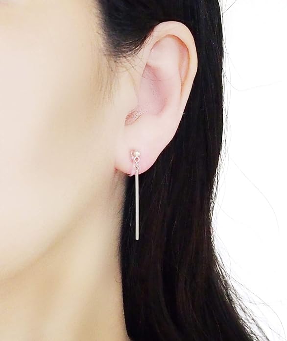 Comfortable Stick Invisible Clip On Earrings Gold Dangle Long Waved Threader Bar Clip-On Non Pierced Earrings Silver For Women,…