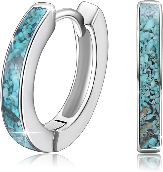 CUOKA MIRACLE 925 Sterling Silver Opal Hoop Earrings for Women - Opal Hinged Huggie Hoops, Hypoallergenic Small Hoop Earrings for Sensitive Ears, Dainty Everyday Jewelry Birthday Christmas Gift