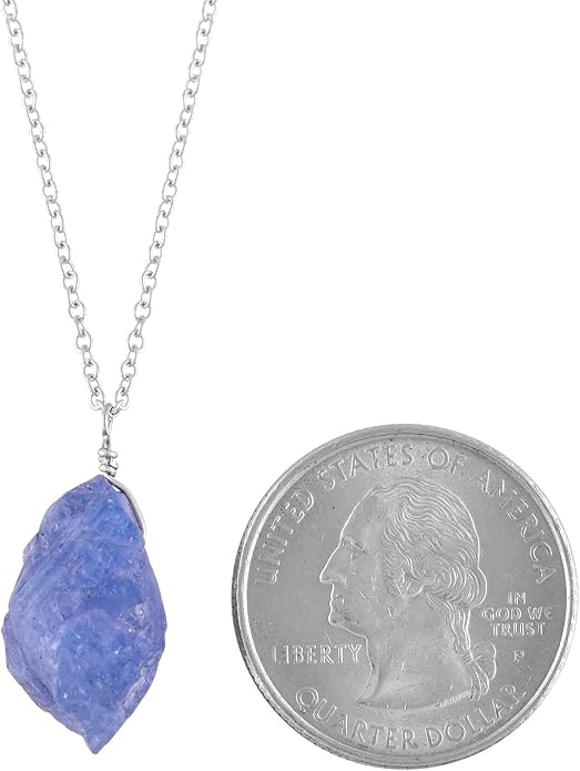 Raw Gemstone Dainty Pendant Necklace for Women, Trendy Healing Chakra Crystal, Birthstone Handmade 925 Sterling Silver Adjustable 18 inch Chain Jewelry, Birthday Gifts