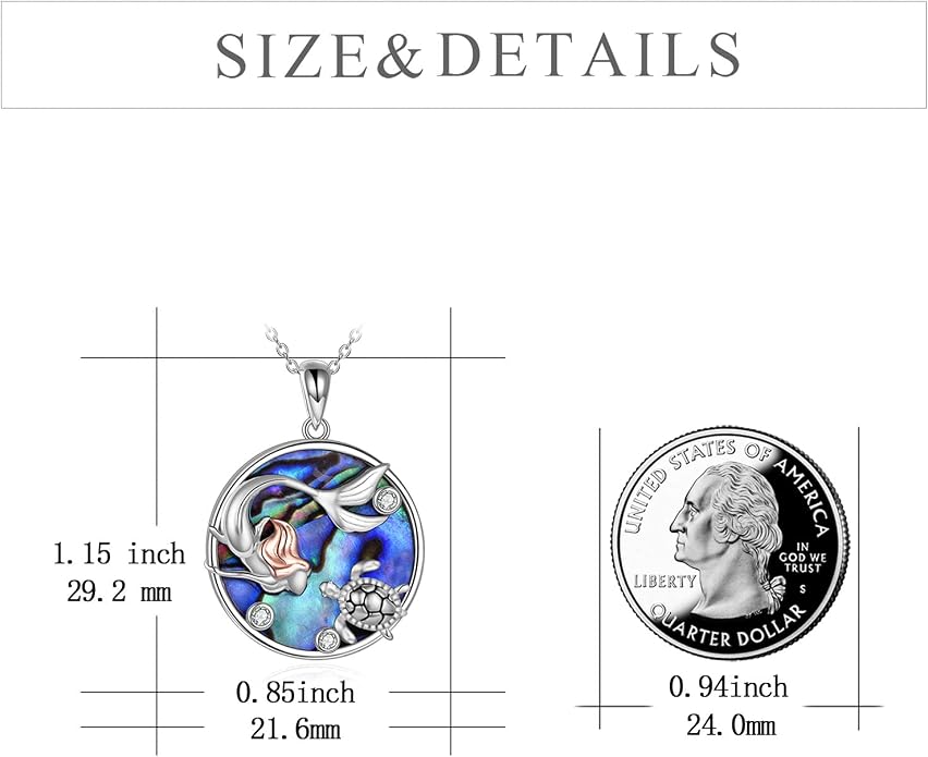 POPLYKE Mermaid Necklace 925 Sterling Silver Classic Necklace Mermaid Pendant Birthday Gifts Jewelry for Women