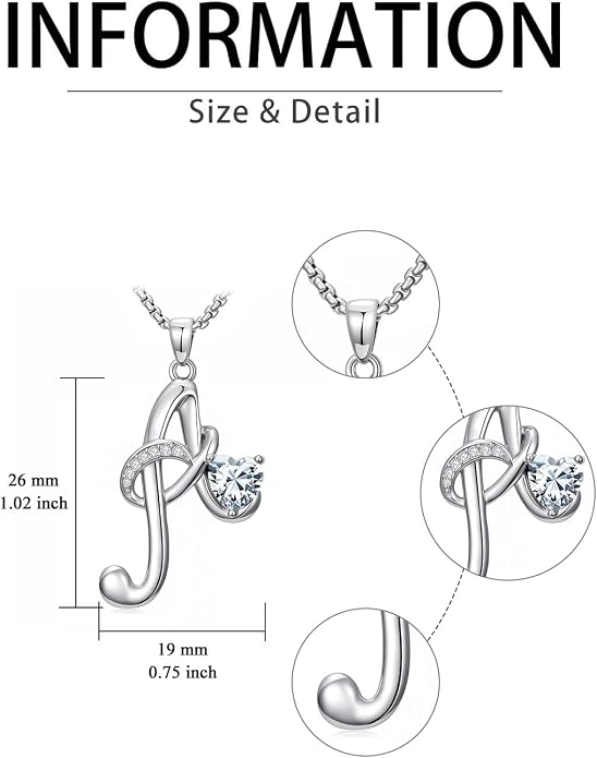 Birthday Gifts for Women Alphabet A to Z Initial Birthstone Pendant Necklaces for Women - 18k White Gold Plated Personalized Name Jewelry Anniversary Graduation Gifts for Wife Her Daughter Girlfriend(with Gift Box)
