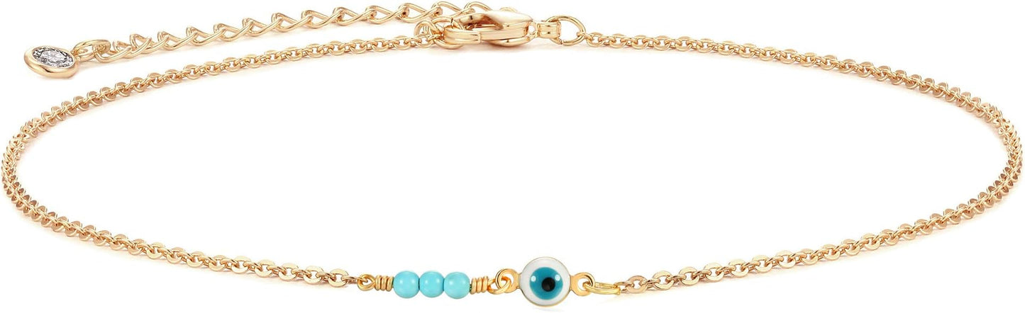 VACRONA Gold Choker Necklace for Women 14K Gold Plated Evil Eye Choker Delicate Long Gold Cuban Link Chain Green Cubic Zirconia Trendy Necklaces Jewelry Gift