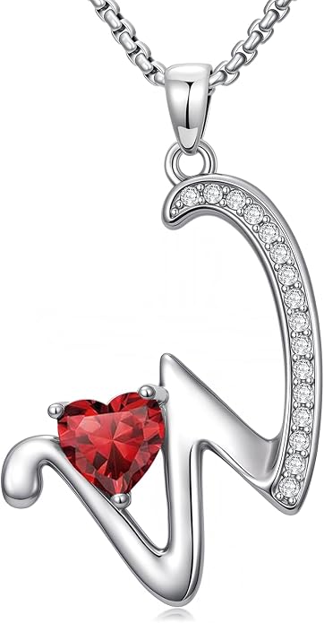 Birthday Gifts for Women Alphabet A to Z Initial Birthstone Pendant Necklaces for Women - 18k White Gold Plated Personalized Name Jewelry Anniversary Graduation Gifts for Wife Her Daughter Girlfriend(with Gift Box)
