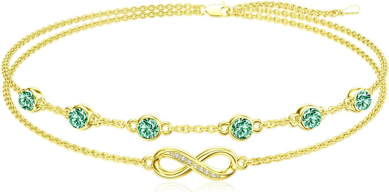 Dorunmo Anklet Bracelets For Women 925 Sterling Silver Birthstone/Infinity/Butterfly/Evil Eye/Turtle/Pineapple/Starfish/Heart Anklets Bracelets Jewelry Gifts for Women