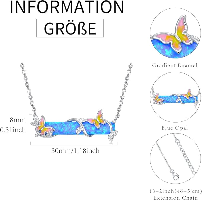 Bar Opal Leaf Necklace For Women S925 Sterling Silver White Opal Pendant with Leaf Charm Bar Pendant Jewelry Gift For Mom Daughter Wife