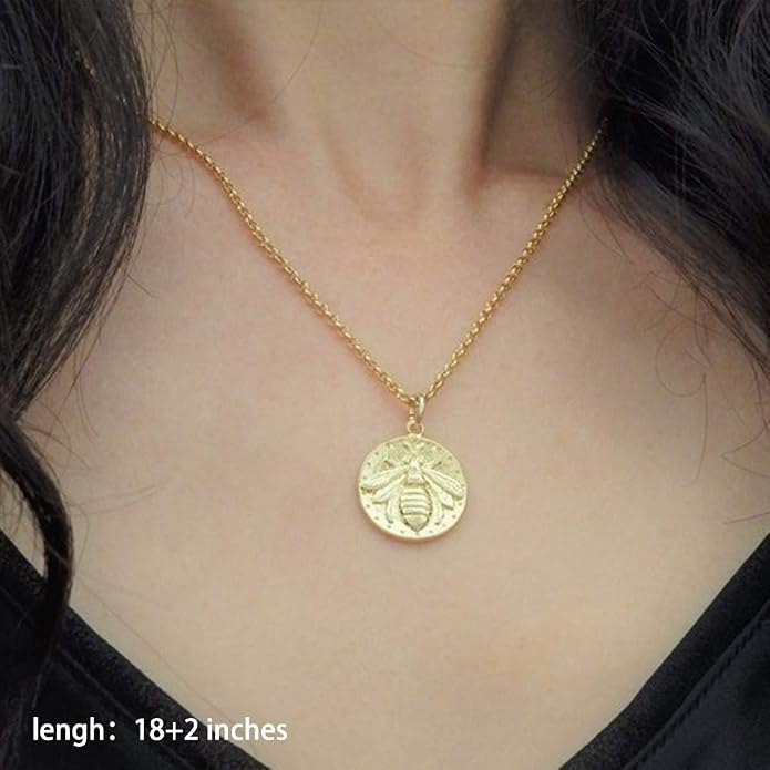 Turandoss Gold Layered Necklaces for Women - 14K Gold Plated Handmade Multilayer Bar Pearls Coin Disc Moon Butterfly Medallion Adjustable Dainty Layered Choker Necklaces for Women Jewelry