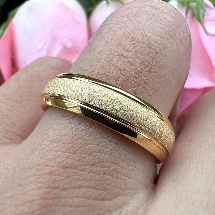 TUTISS 6mm 8mm Black/Gold/Rose Gold/White Tungsten Rings for Men Women Fashion Engagement Wedding Bands Sandblasted Finish I Love You Engraved Comfort Fit