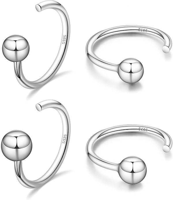 CHIC & ARTSY 925 Sterling Silver Half Hoop Earrings for Women, Small Huggie Hoops Set with Ball Bar Star Moon Cross & Pearl, Lightweight Comfort Fit Everyday & Sleep Earrings