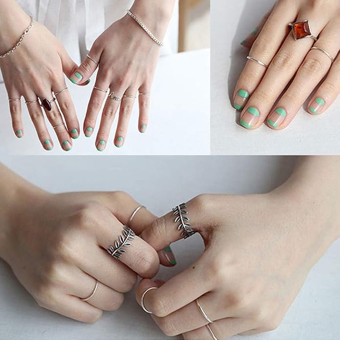 925 Sterling Silver Knuckle Rings for Women Minimalist Thin Stacking Rings Set 3PCS Midi Pinky Ring Size 2.5-8.5