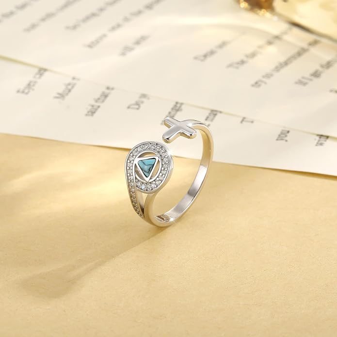 Sterling Silver Just Breathe Ring: Inspirational Encouragement Rings Adjustable Motivational Hope Jewelry Gift for Women