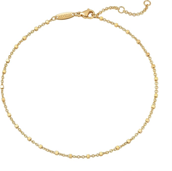 MEVECCO Anklet for Women Gold Chain 14K Gold Plated Dainty Boho Beach Summer Simple Foot Jewelry Ankle Bracelet