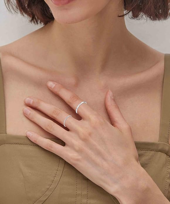 RLMOON 8-12PCS 14K Gold Ring Set for Women Non Tarnish Dainty Silver Rose Gold Thumb Stackable Stacking Rings Heart CZ Pinky Rings Plain Band Size 4-12