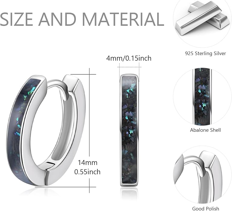 CUOKA MIRACLE 925 Sterling Silver Opal Hoop Earrings for Women - Opal Hinged Huggie Hoops, Hypoallergenic Small Hoop Earrings for Sensitive Ears, Dainty Everyday Jewelry Birthday Christmas Gift
