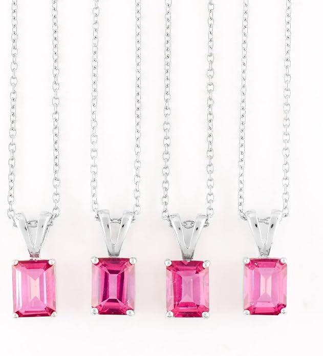 Natural Gemstone Pendant Necklace for Women, Healing Stone Chakra Crystal Birthstone 925 Sterling Silver Chain 18 Inch Birthday Christmas Gifts