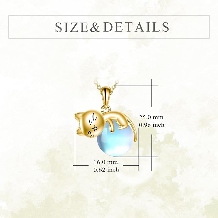 Cat Necklace Sterling Silver Cat Zircon Pendant Gothic Jewelry for Women Animal Lovers Gifts