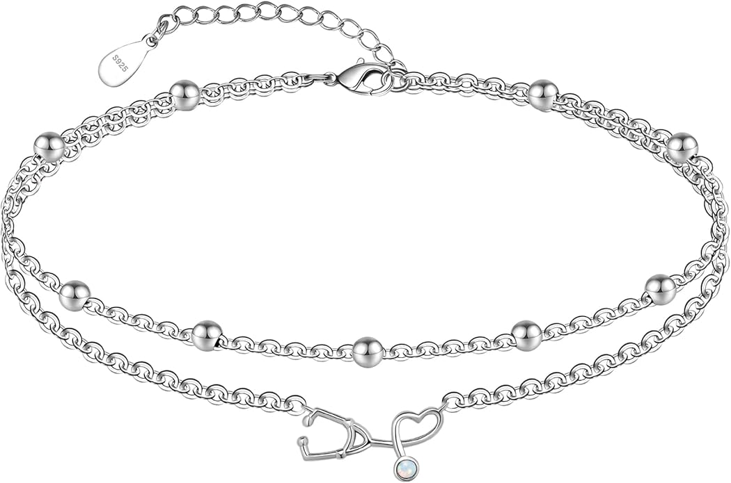 CHIC & ARTSY 925 Sterling Silver Ankle Bracelets for Women, Adjustable Layered Foot Chains with Nature & Symbol Charms, Lightweight Comfort Fit Boho Beach Everyday Jewelry