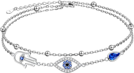 Yearace Anklet for Women S925 Sterling Silver Adjustable Foot Beaded Chain Lotus Flower Claddagh Dragonfly Witches Knot Ankle Bracelet Summer Beach Anklets Jewelry Gift