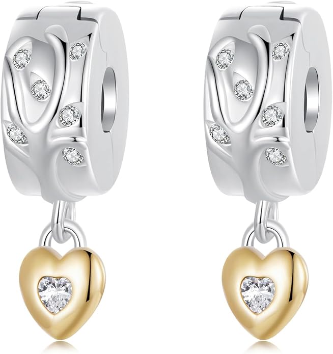 NINGAN 925 Sterling Silver Charm Golden Love Charm Buckle Safety Chain Travel Bead Firefly Dragonfly Pendant, Suitable for Women Bracelet and Necklace as Gift from Mom and Friends