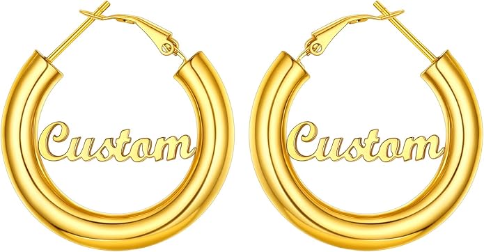 Stainless Steel Chunky Hoop Earrings For Women, Minimalist and Chic, Black/Gold Plated, Round Hoops Earrings Hypoallergenic, Size: 30mm/40mm/60mm/80mm, Come with Box