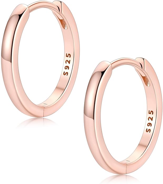 FaithHeart 925 Sterling Silver Huggie Hoop Earrings, Silver Small Hoop Earring for Women, 14K Gold/Black/Rose Gold Hypoallergenic Cartilage Earrings for Women 6/8/10/12/14/16/18/20mm