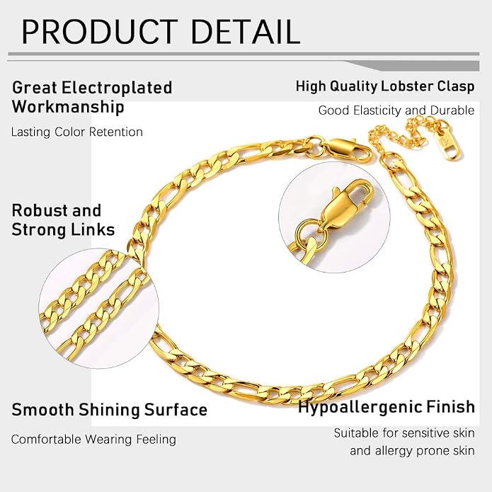PROSTEEL Gold/Silver Anklets for Women Waterproof, 14K Gold Plated Ankle Bracelet Non Tarnish, Jewelry Gifts Adjustable