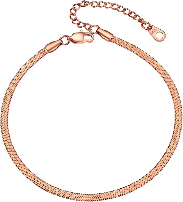 GoldChic Adjustbale Link Chain Anklet for Women Summer Jewelry, 316L Stainless Steel Figaro/Wheat/Twist Rope/Cuban Foot Bracelet-Waterproof, Resizable 9"-12" (Gift Box Included)