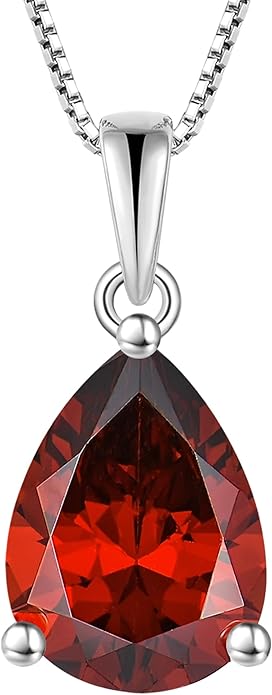 YL Teardrop Necklace 925 Sterling Silver Solitaire Pendant 9x12 MM Pear Cut Multicolored Birthstone Jewelry for Women