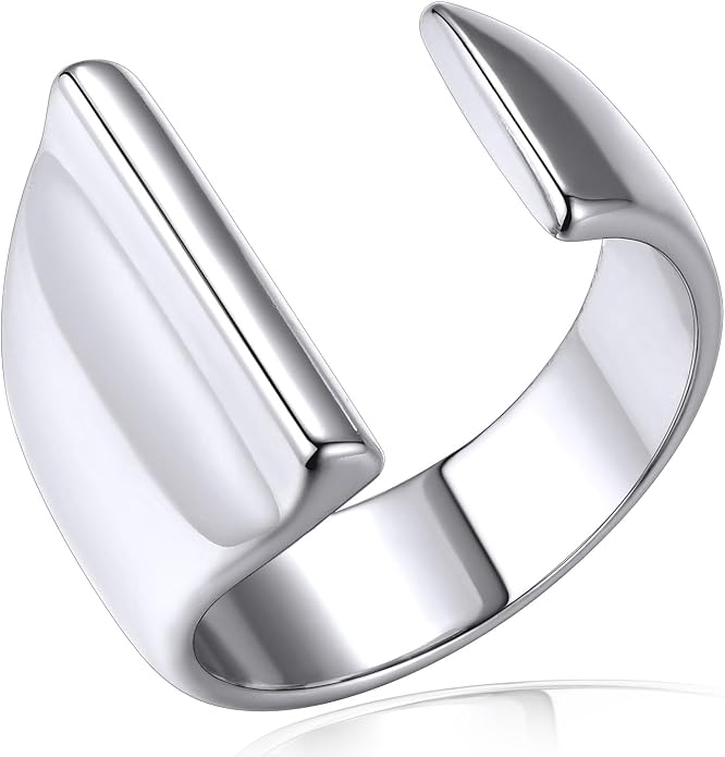 KeyStyle Bold Initial Letter Rings Adjustable, GoldChic Jewelry Women Gold Statement Ring Personalized Engraved Women’s Open Signet Ring for Party (Gold, White Gold, Black)