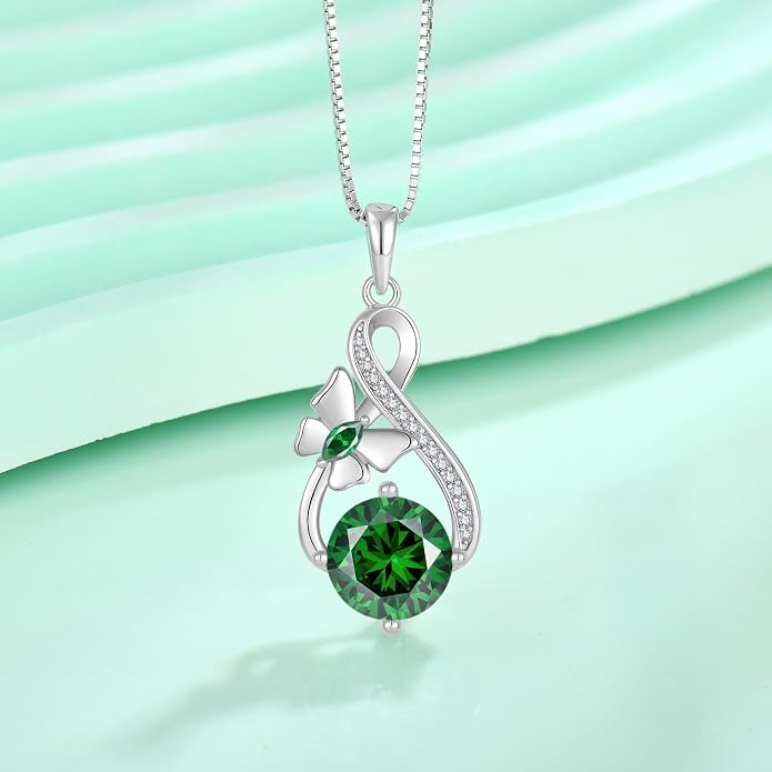 Butterfly Necklaces for Women 925 Sterling Silver Infinity Pendant Necklace Birthstone Jewelry Gifts for Her