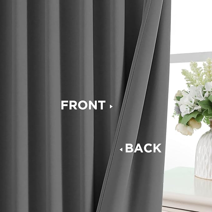 Joydeco Blackout Curtains 108 Inches Long, Thermal Insulated Black Out Curtains 2 Panels Set, Room Darkening Drapes for Living Room Window Rod Pocket Back Tab (W52 x L108 Inch, Light Grey)