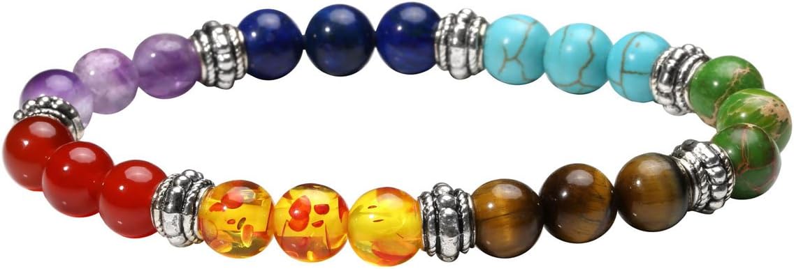 Eigso 7 Chakra Diffuser Bracelets Set for Women Men Reiki Healing Meditation Lava Rock Stone Beads