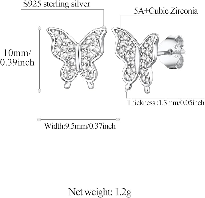 FindChic Hypoallergenic Sterling Silver Small Bar/Heart/Dot/Triangle/Butterfly/Lightning Studs Earrings Minimalist Geometric Jewelry Valentine Gifts for Women Men Girls, with Gift Box