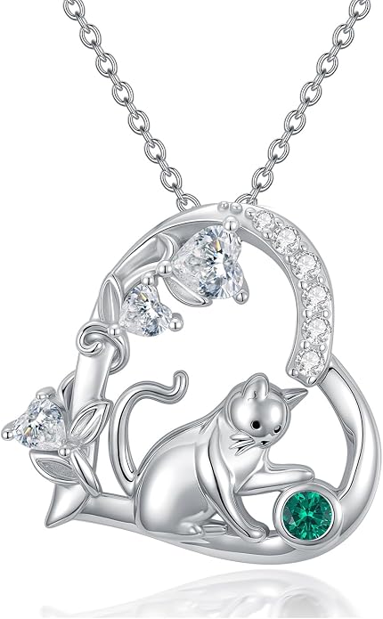 PELOVNY Teddy Bear Necklace for Women 925 Sterling Silver Bear/Highland Cow/Fox/Cat/Axolotl Birthstone Necklace Christmas Birthday Jewelry Gifts for Mom Daughter Wife Sister