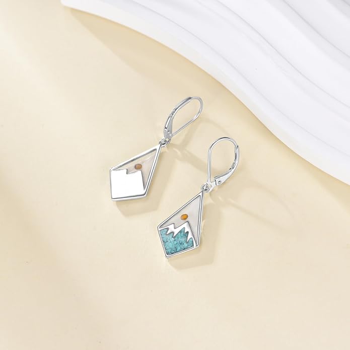 AOBOCO Mustard Seed Earrings for Women Sterling Silver Mountain Cross Earrings Dangle Christian Religion Jewelry Mothers Day Birthday for Mom Wife Friends